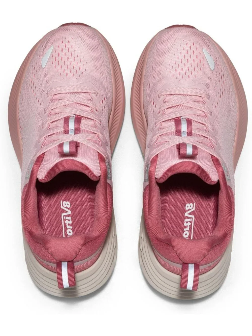 Women's Pink Walking Shoes Lace Up Round Toe Athletic Breathable Sneakers